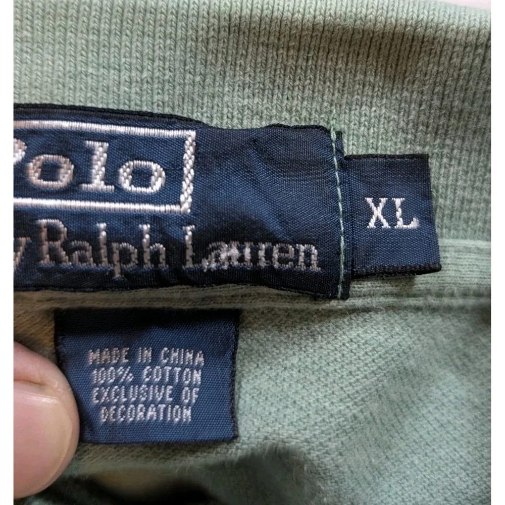 Vtg Polo Ralph Lauren S/S Shirt Mens XL Sage Green Pique Cotton Pony EUC